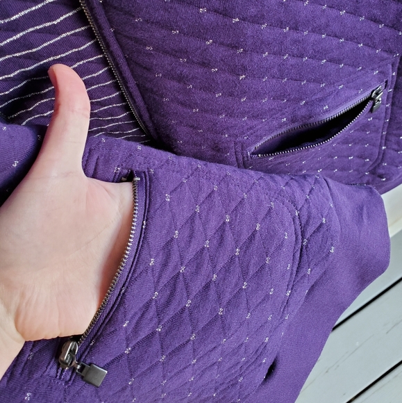 ALLISON DALEY Metallic Speckled Quilted Zip-up Cool Weather Vest - Picture 6 of 10